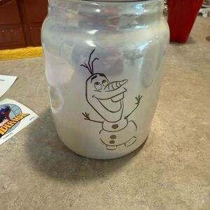 White Jar with Disney Olaf Design
